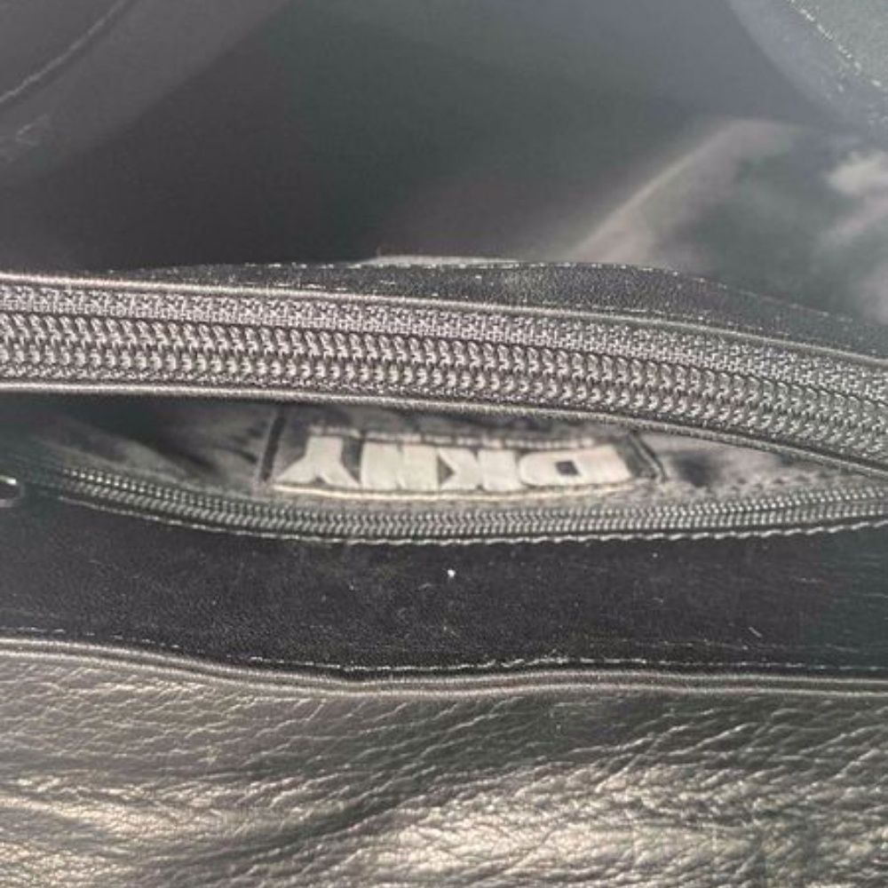 DKNY Shoulder Bag Leather Black Flap Snap Closure - Picture 6 of 6